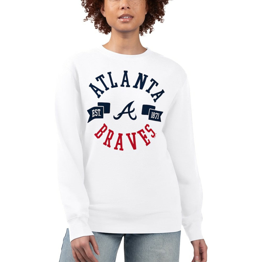 Atlanta Braves G-III 4Her by Carl Banks Women's Team Logo Fleece Pullover Sweatshirt White