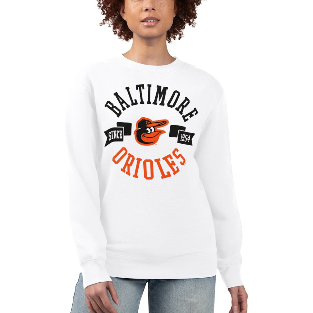 Baltimore Orioles G-III 4Her by Carl Banks Women's Team Logo Fleece Pullover Sweatshirt White