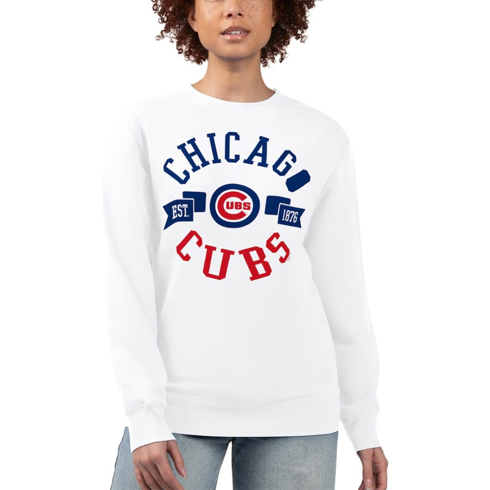 Chicago Cubs G-III 4Her by Carl Banks Women's Team Logo Fleece Pullover Sweatshirt White