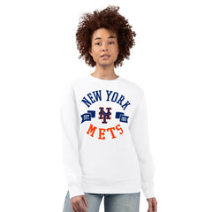 New York Mets G-III 4Her by Carl Banks Women's Team Logo Fleece Pullover Sweatshirt White