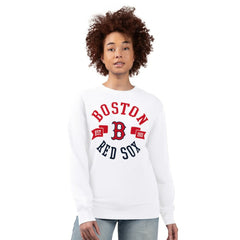 Boston Red Sox G-III 4Her by Carl Banks Women's Team Logo Fleece Pullover Sweatshirt White