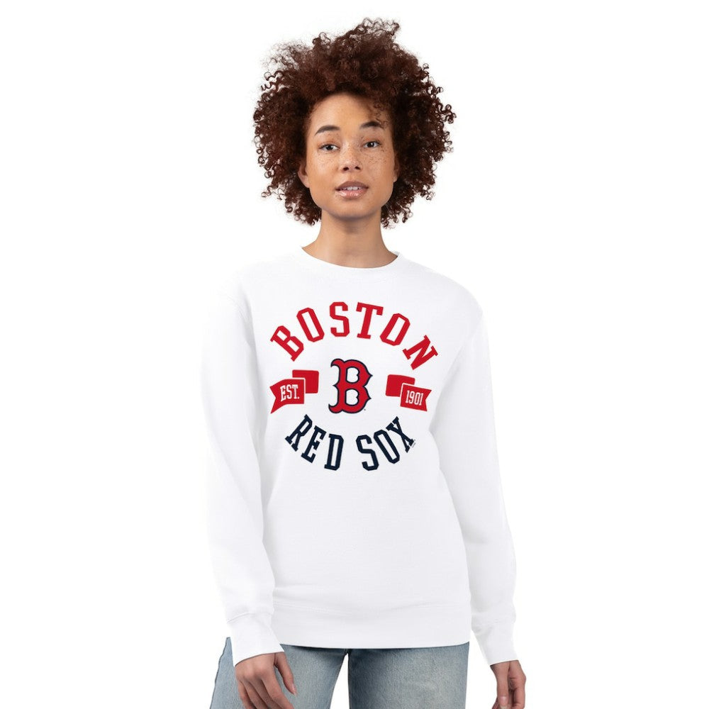 Boston Red Sox G-III 4Her by Carl Banks Women's Team Logo Fleece Pullover Sweatshirt White