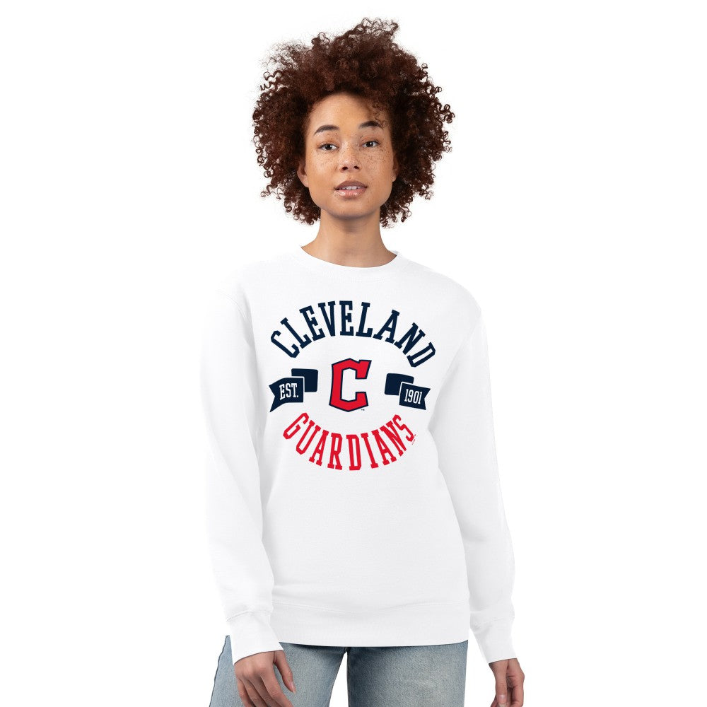 Cleveland Guardians G-III 4Her by Carl Banks Women's Team Logo Fleece Pullover Sweatshirt White