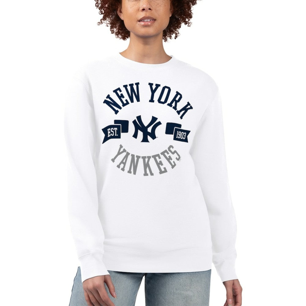 New York Yankees G-III 4Her by Carl Banks Women's Team Logo Fleece Pullover Sweatshirt White