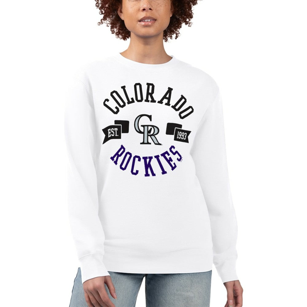 Colorado Rockies G-III 4Her by Carl Banks Women's Team Logo Fleece Pullover Sweatshirt White