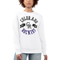 Colorado Rockies G-III 4Her by Carl Banks Women's Team Logo Fleece Pullover Sweatshirt White