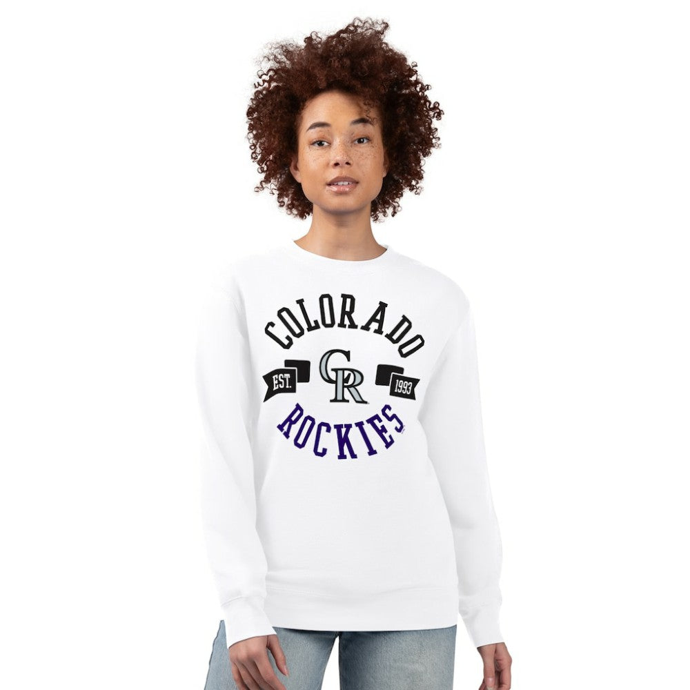 Colorado Rockies G-III 4Her by Carl Banks Women's Team Logo Fleece Pullover Sweatshirt White