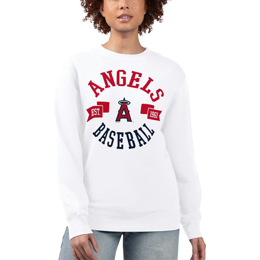 Los Angeles Angels G-III 4Her by Carl Banks Women's Team Logo Fleece Pullover Sweatshirt White