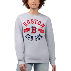 Boston Red Sox G-III 4Her by Carl Banks Women's Team Logo Fleece Pullover Sweatshirt Heather Gray