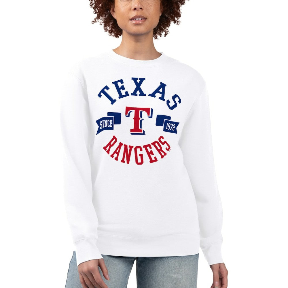 Texas Rangers G-III 4Her by Carl Banks Women's Team Logo Fleece Pullover Sweatshirt White