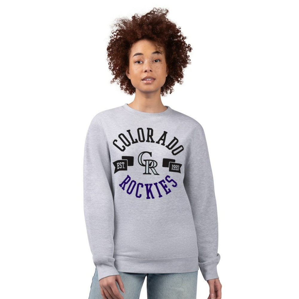 Colorado Rockies G-III 4Her by Carl Banks Women's Team Logo Fleece Pullover Sweatshirt Heather Gray