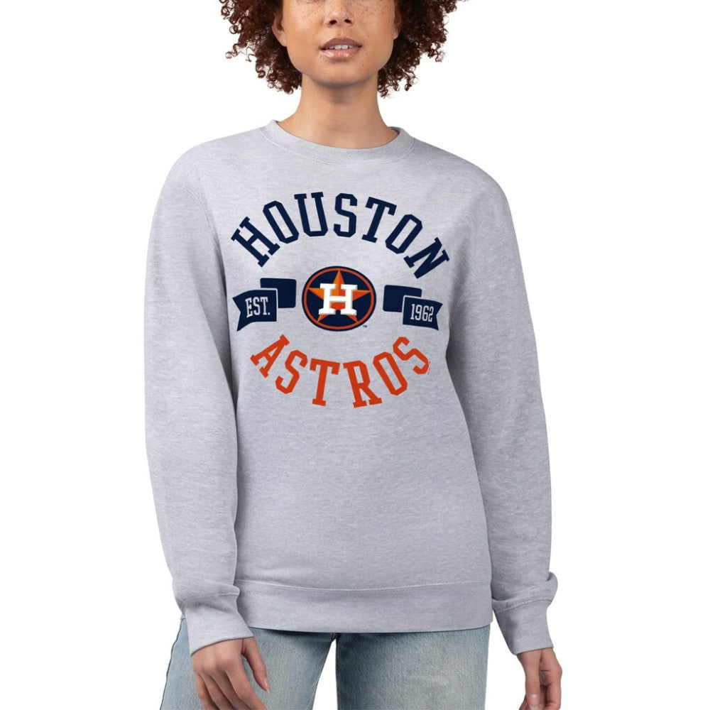 Houston Astros G-III 4Her by Carl Banks Women's Team Logo Fleece Pullover Sweatshirt Heather Gray