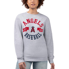 Los Angeles Angels G-III 4Her by Carl Banks Women's Team Logo Fleece Pullover Sweatshirt Heather Gray