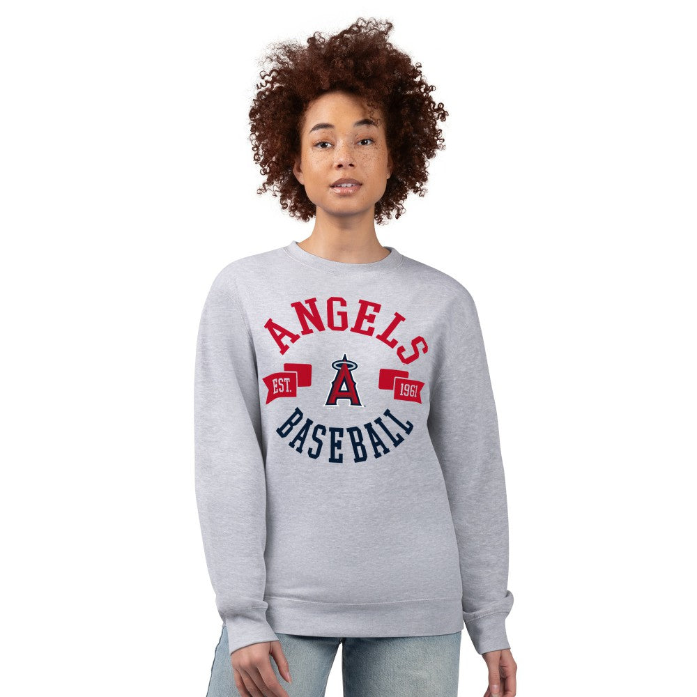 Los Angeles Angels G-III 4Her by Carl Banks Women's Team Logo Fleece Pullover Sweatshirt Heather Gray