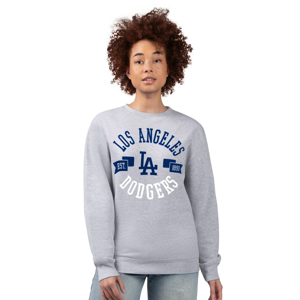 Los Angeles Dodgers G-III 4Her by Carl Banks Women's Team Logo Fleece Pullover Sweatshirt Heather Gray