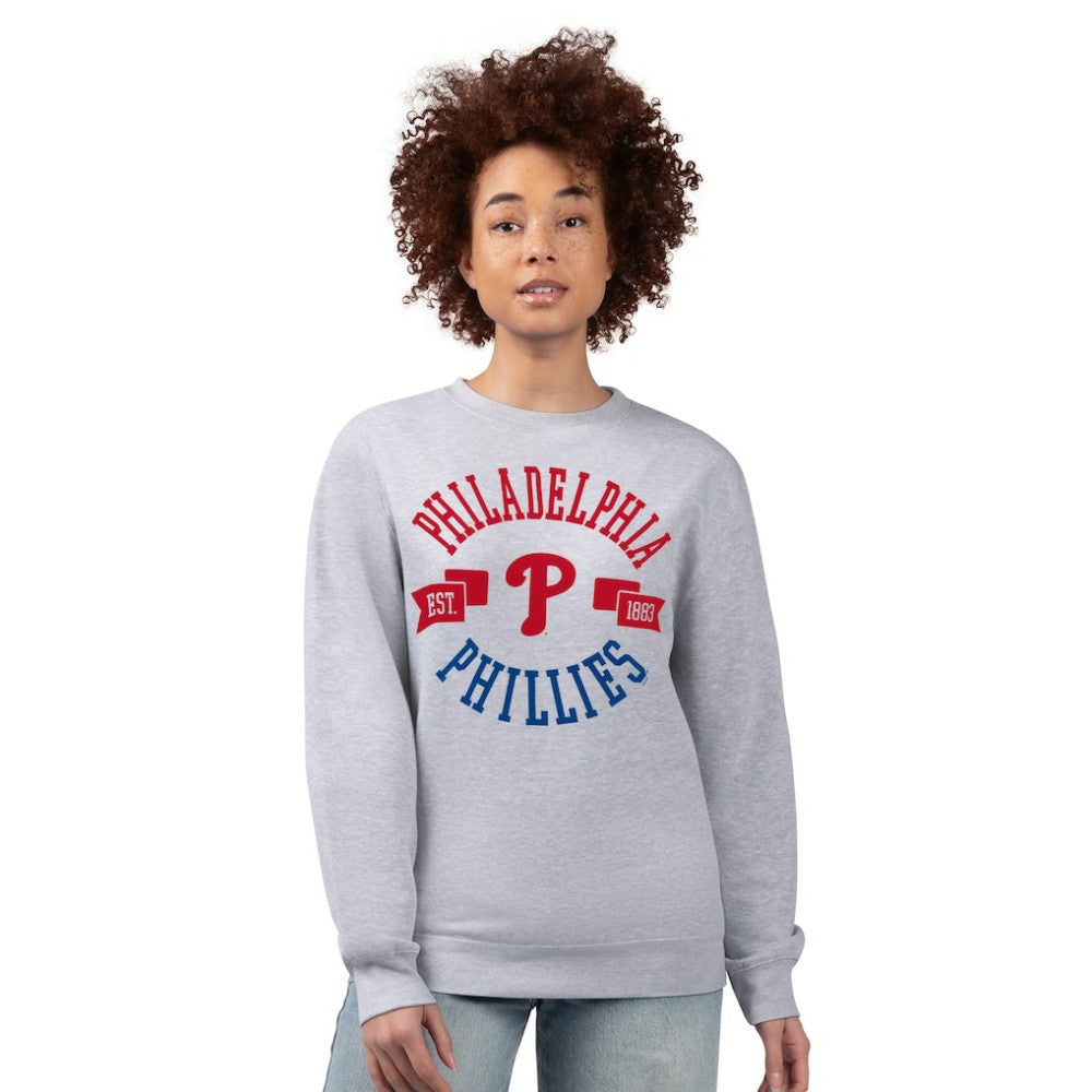 Philadelphia Phillies G-III 4Her by Carl Banks Women's Team Logo Fleece Pullover Sweatshirt Heather Gray