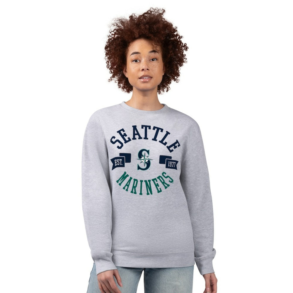 Seattle Mariners G-III 4Her by Carl Banks Women's Team Logo Fleece Pullover Sweatshirt Heather Gray