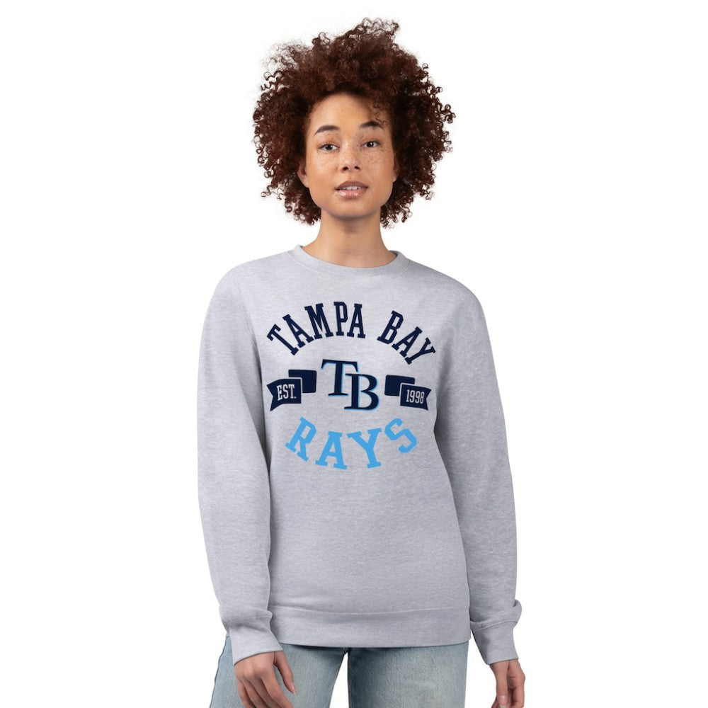 Tampa Bay Rays G-III 4Her by Carl Banks Women's Team Logo Fleece Pullover Sweatshirt Heather Gray