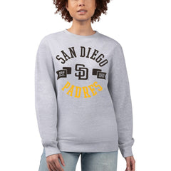 San Diego Padres G-III 4Her by Carl Banks Women's Team Logo Fleece Pullover Sweatshirt Heather Gray