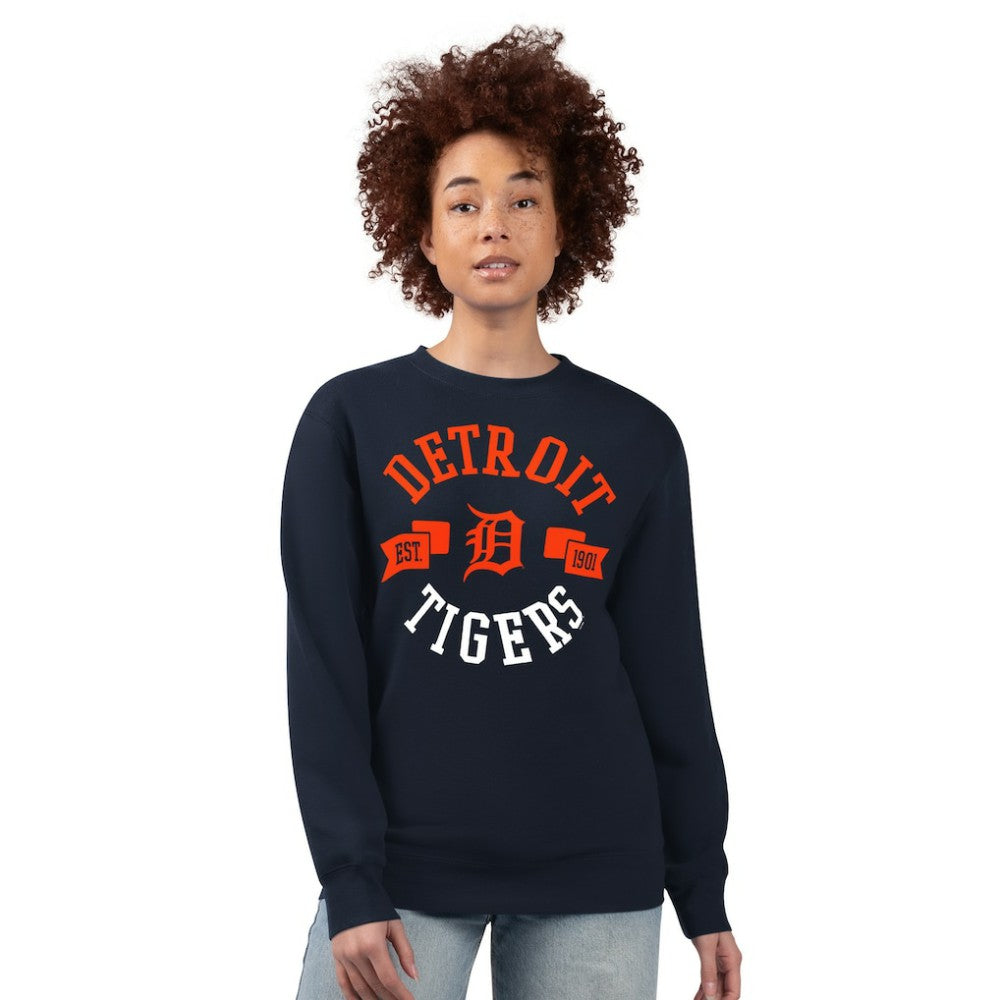 Detroit Tigers G-III 4Her by Carl Banks Women's Team Logo Fleece Pullover Sweatshirt Navy