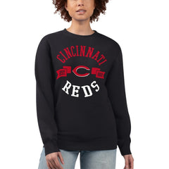Cincinnati Reds G-III 4Her by Carl Banks Women's Team Logo Fleece Pullover Sweatshirt Black