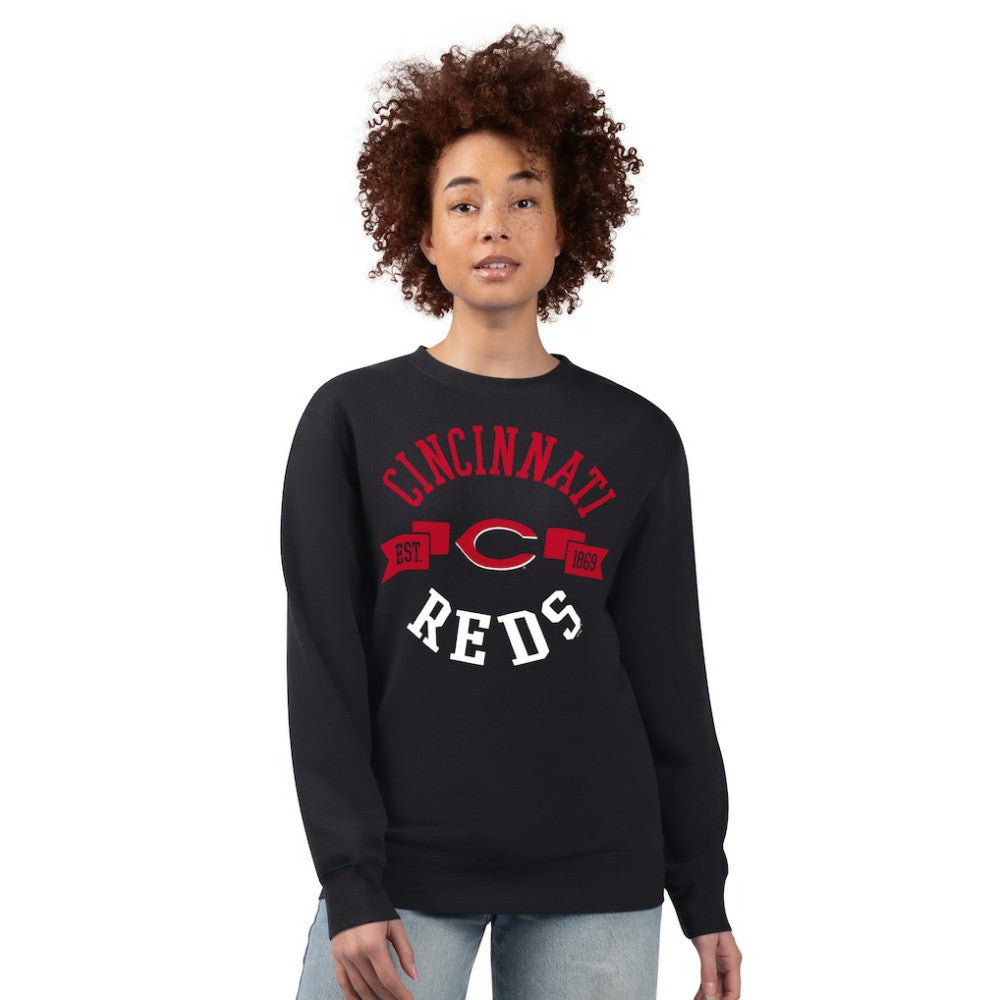 Cincinnati Reds G-III 4Her by Carl Banks Women's Team Logo Fleece Pullover Sweatshirt Black