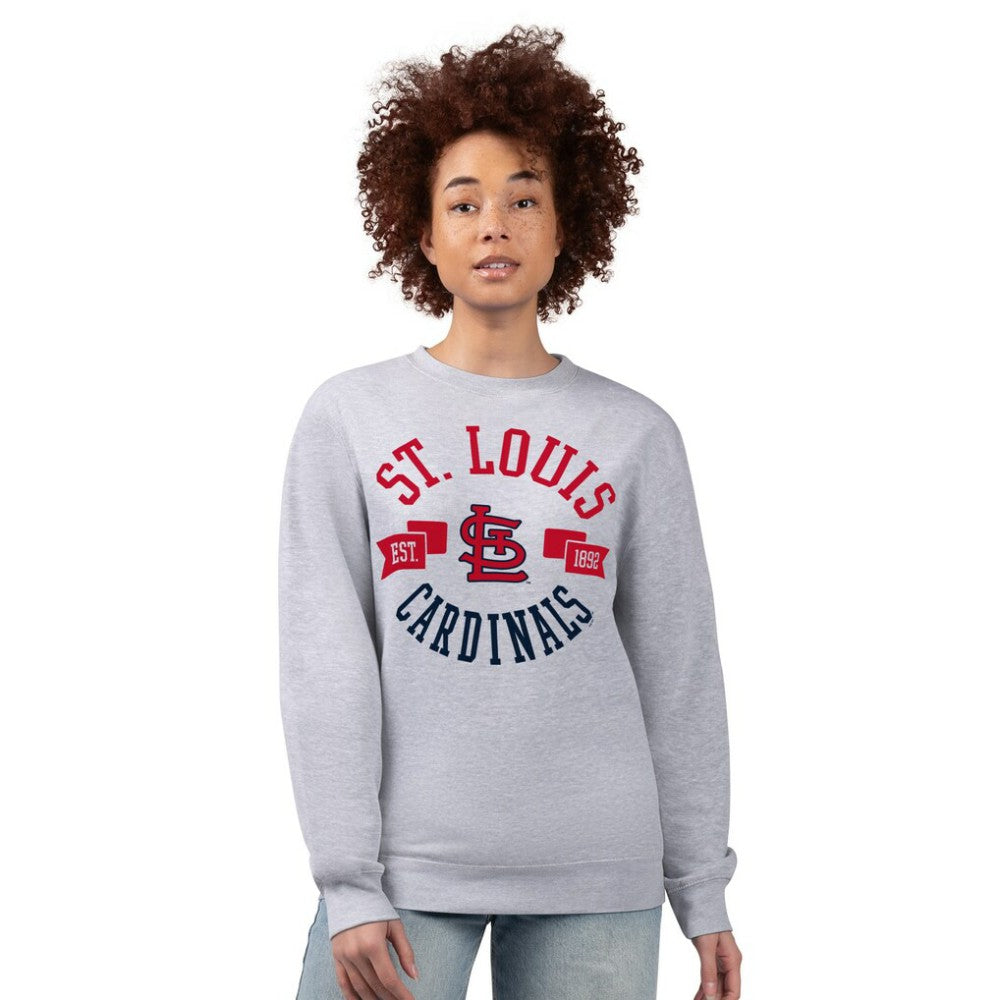 St. Louis Cardinals G-III 4Her by Carl Banks Women's Team Logo Fleece Pullover Sweatshirt Heather Gray