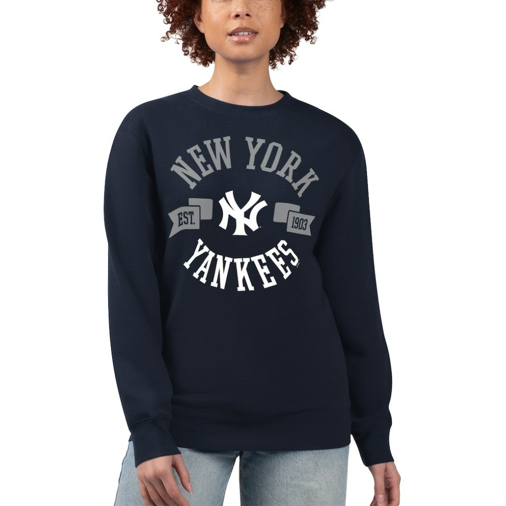 New York Yankees G-III 4Her by Carl Banks Women's Team Logo Fleece Pullover Sweatshirt Navy