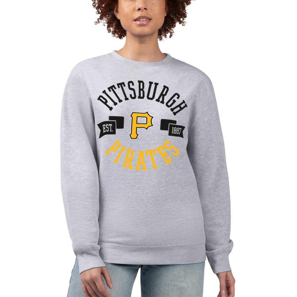Pittsburgh Pirates G-III 4Her by Carl Banks Women's Team Logo Fleece Pullover Sweatshirt Heather Gray