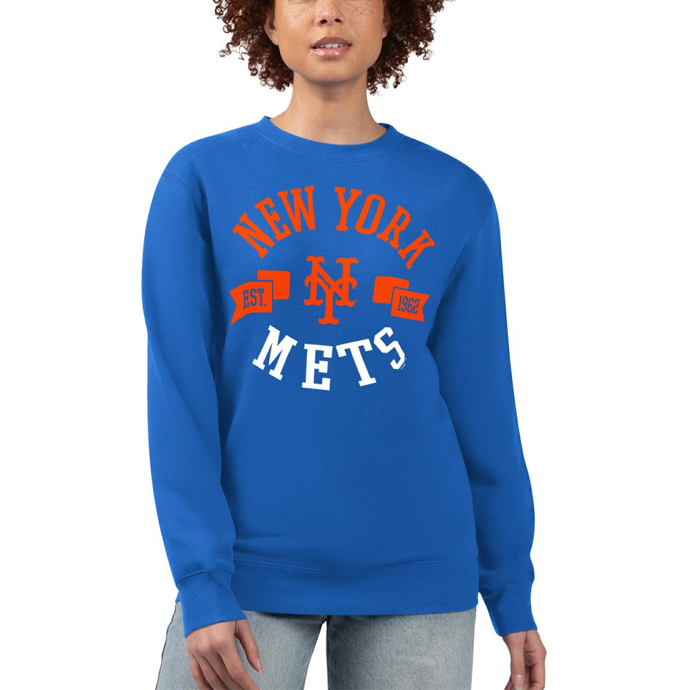 New York Mets G-III 4Her by Carl Banks Women's Team Logo Fleece Pullover Sweatshirt Royal