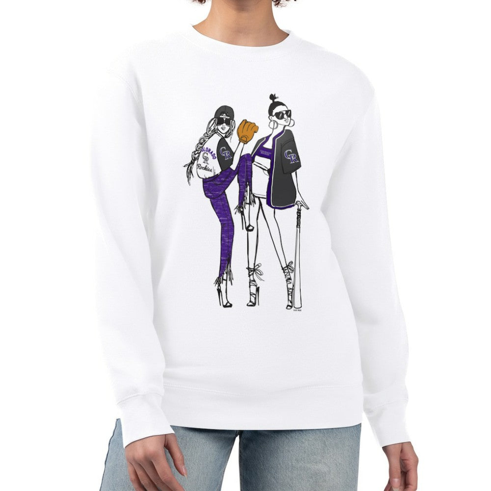 Colorado Rockies G-III 4Her by Carl Banks Women's Baseball Girls Fleece Pullover Sweatshirt White