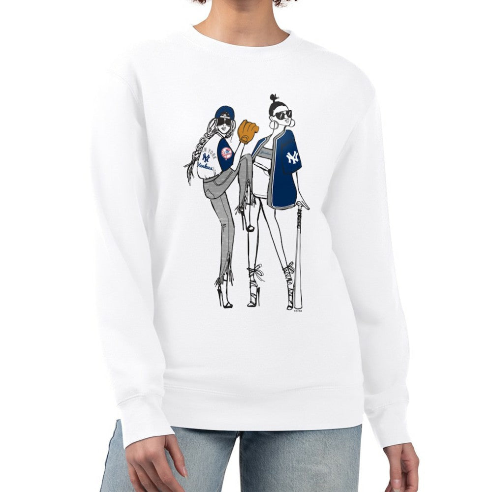 New York Yankees G-III 4Her by Carl Banks Women's Baseball Girls Fleece Pullover Sweatshirt White