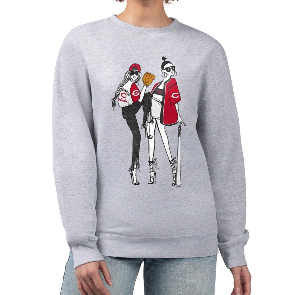 Cincinnati Reds G-III 4Her by Carl Banks Women's Baseball Girls Fleece Pullover Sweatshirt Heather Gray