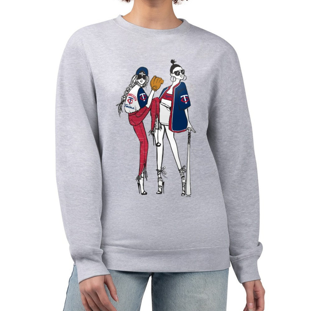 Minnesota Twins G-III 4Her by Carl Banks Women's Baseball Girls Fleece Pullover Sweatshirt Heather Gray