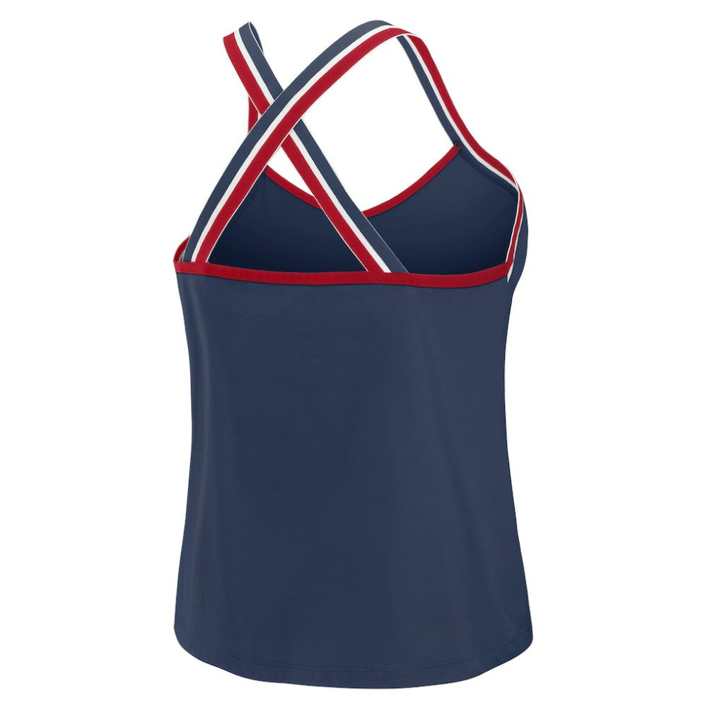 Atlanta Braves WEAR by Erin Andrews Women's Cross Strap Tank Top Navy