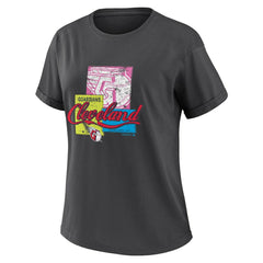 Cleveland Guardians WEAR by Erin Andrews Women's Domestic Box Color Boyfriend T-Shirt Charcoal