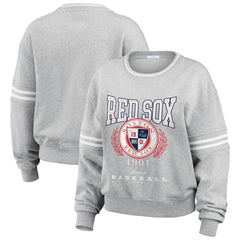 Boston Red Sox WEAR by Erin Andrews Women's Domestic Crest Pullover Sweatshirt Heather Gray