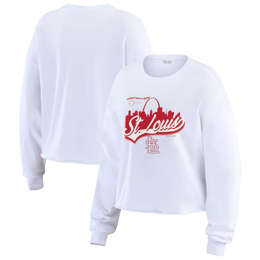 St. Louis Cardinals WEAR by Erin Andrews Women's Domestic Postcard Long Sleeve T-Shirt White