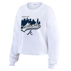 Atlanta Braves WEAR by Erin Andrews Women's Domestic Postcard Long Sleeve T-Shirt White