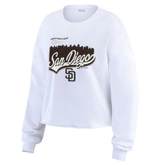 San Diego Padres WEAR by Erin Andrews Women's Domestic Postcard Long Sleeve T-Shirt White