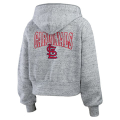 St. Louis Cardinals WEAR by Erin Andrews Women's Speckled Fleece Cropped Full-Zip Hoodie Heather Gray