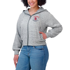 St. Louis Cardinals WEAR by Erin Andrews Women's Speckled Fleece Cropped Full-Zip Hoodie Heather Gray