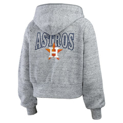 Houston Astros WEAR by Erin Andrews Women's Speckled Fleece Cropped Full-Zip Hoodie Heather Gray