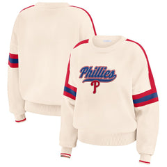 Philadelphia Phillies WEAR by Erin Andrews Women's Stripe Pullover Sweater Cream