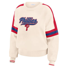 Philadelphia Phillies WEAR by Erin Andrews Women's Stripe Pullover Sweater Cream