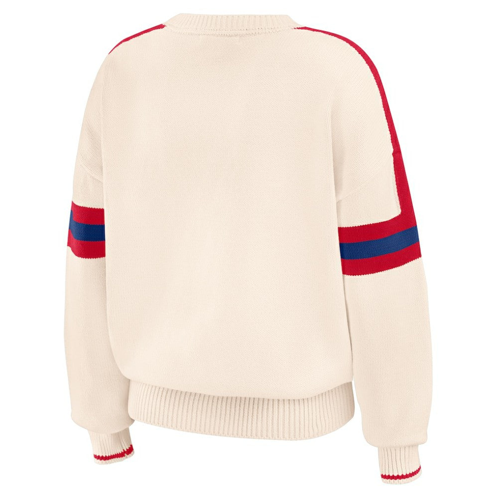 Philadelphia Phillies WEAR by Erin Andrews Women's Stripe Pullover Sweater Cream
