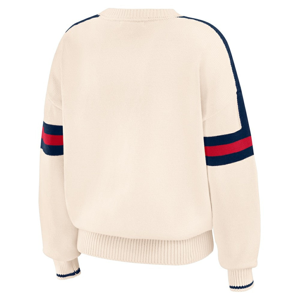 Atlanta Braves WEAR by Erin Andrews Women's Stripe Pullover Sweater Cream