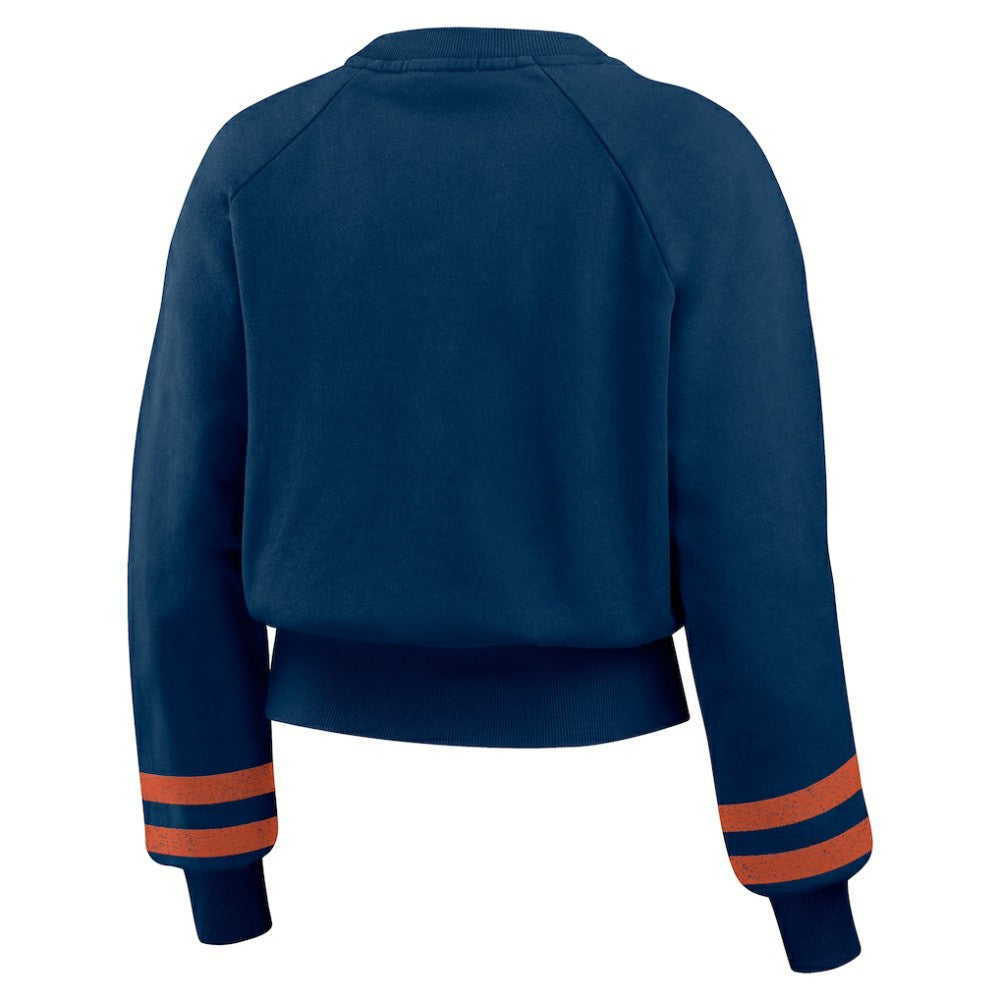 Houston Astros WEAR by Erin Andrews Women's Vintage Washed Cropped Pullover Sweatshirt Navy