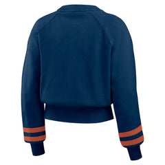Houston Astros WEAR by Erin Andrews Women's Vintage Washed Cropped Pullover Sweatshirt Navy