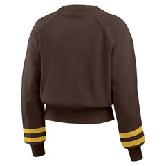 San Diego Padres WEAR by Erin Andrews Women's Vintage Washed Cropped Pullover Sweatshirt Brown